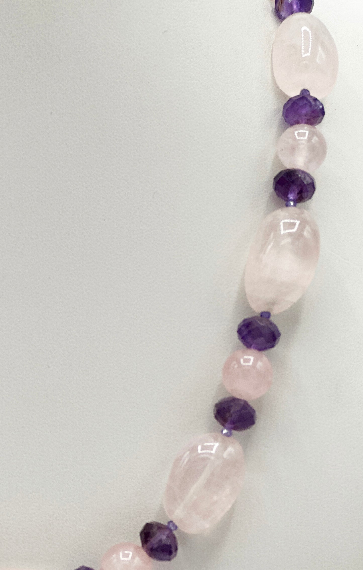 Rosenquarz mit Amethyst Halskette