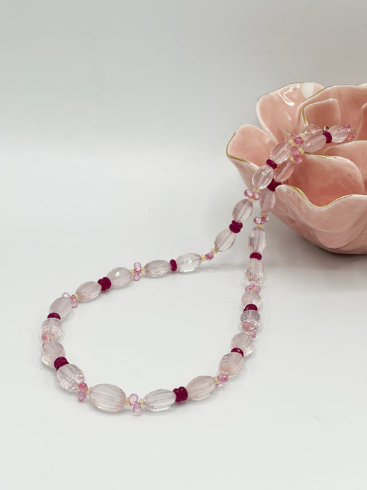 Rosenquarz & Rubin Halskette