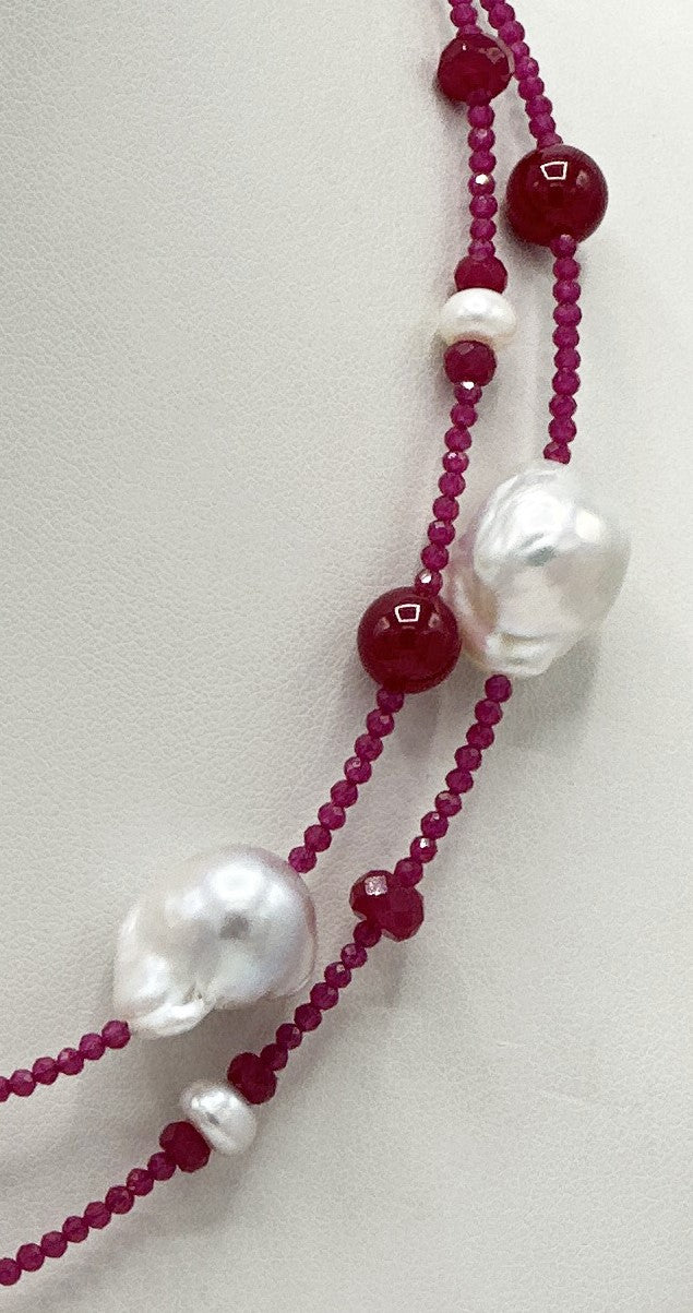Barockperle & Rubin Halskette