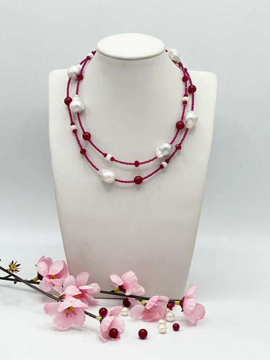 Barockperle & Rubin Halskette