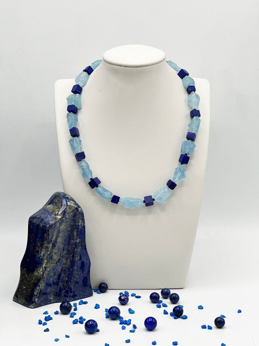 Aquamarin & Lapislazuli Halskette