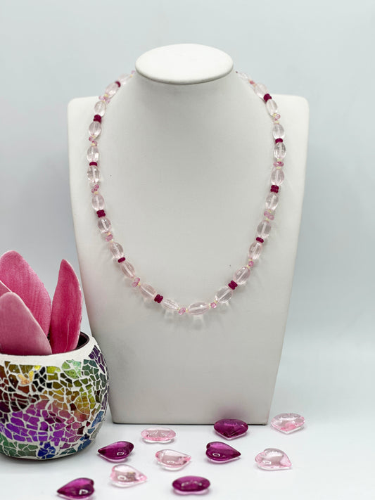 Rosenquarz & Rubin Halskette