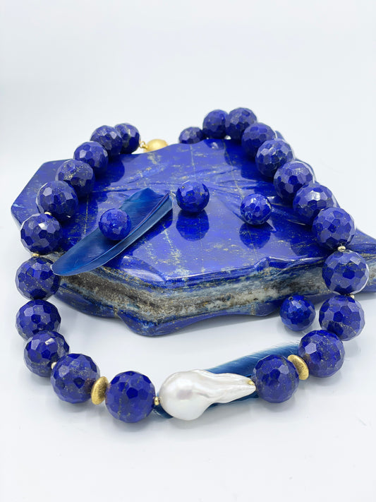 Lapislazuli & Barockperle Halskette