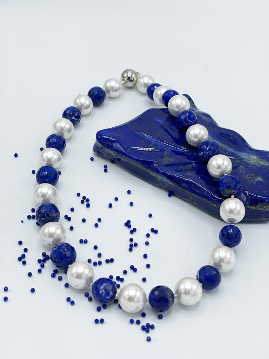 Shellperle und Lapislazuli Halskette
