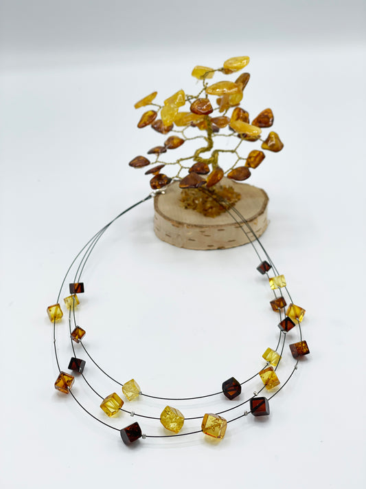 Dreireihige Bernstein Halskette