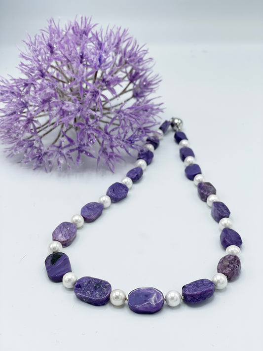 Charoit & Perle Halskette