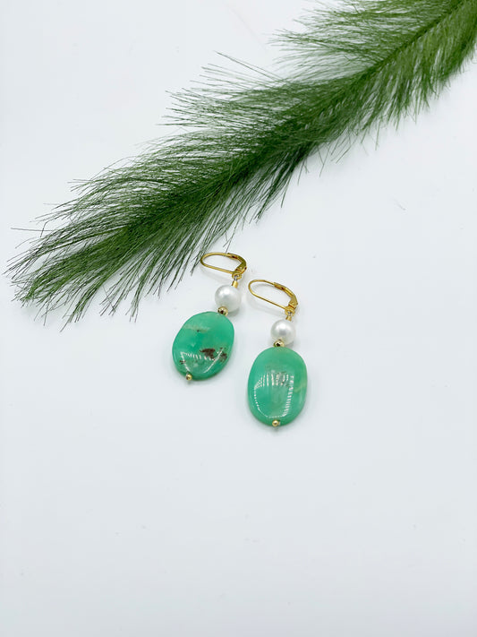 Chrysopras & Perle Ohrringe