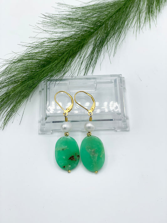 Chrysopras & Perle Ohrringe