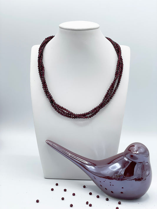 Dreireihige Granat Halskette