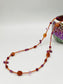Lange Karneol Halskette mit Rubin & Saphir